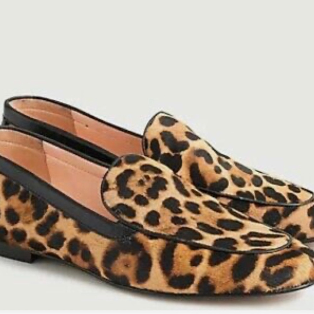 J crew Cecile animal print smoking slippers loafers.  Worn once inside.